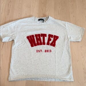 White Fox Boutique Heather Gray Tee with Red Applique Logo